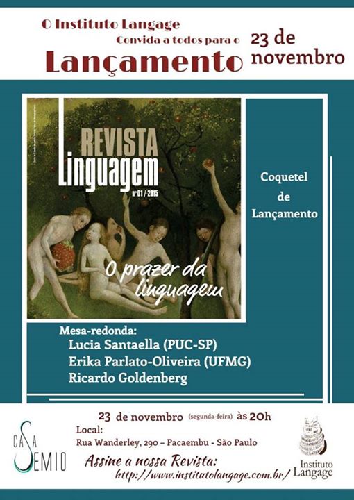 lancamento revista linguagem nov15 Santaella